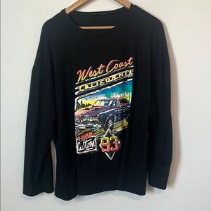 Black West Coast California Graphic Long Sleeve Shirt